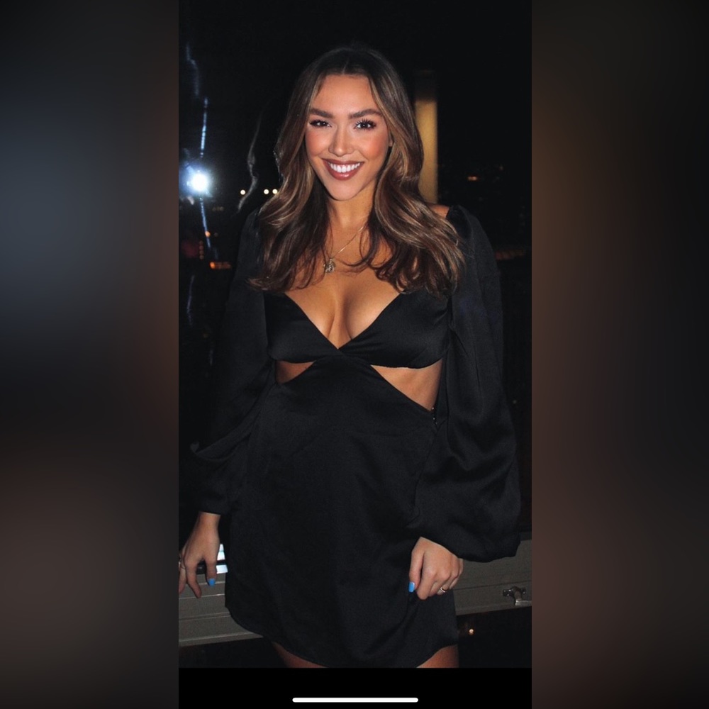 Black Long-sleeve Cutout Dress